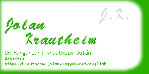 jolan krautheim business card